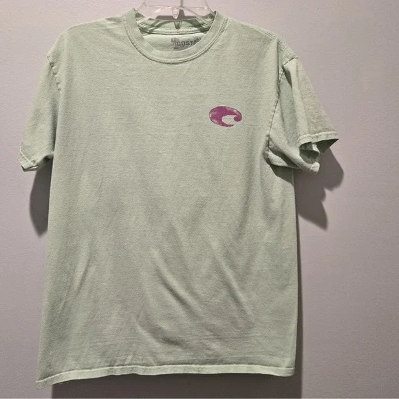 Costa Shirt Mens Or Women Medium Green Short Sleeve Graphic Fish Logo Crewneck - Picture 1 of 8